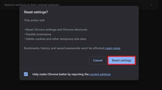 Reset Chrome Settings