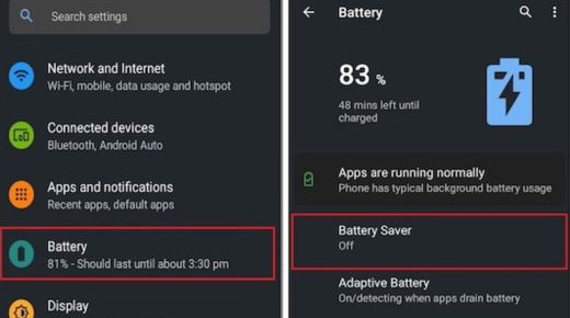 Enable Battery Saver Mode Android