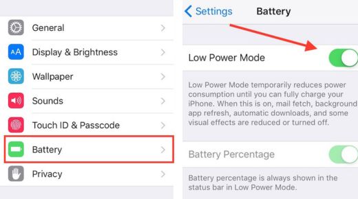 Enable Battery Saver Mode iPhone