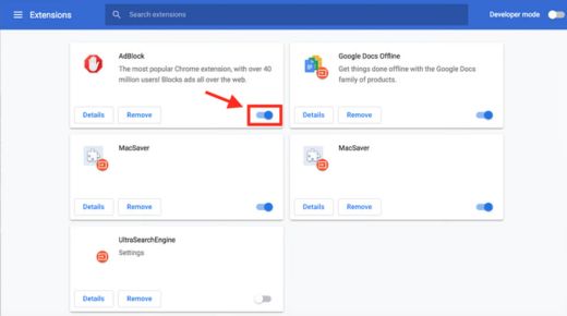 disable adblock chrome